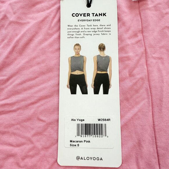 NWT Alo Yoga Cover Tank Twist Front Soft Cropped Sleeveless Athletic Pink Top S - Picture 5 of 10
